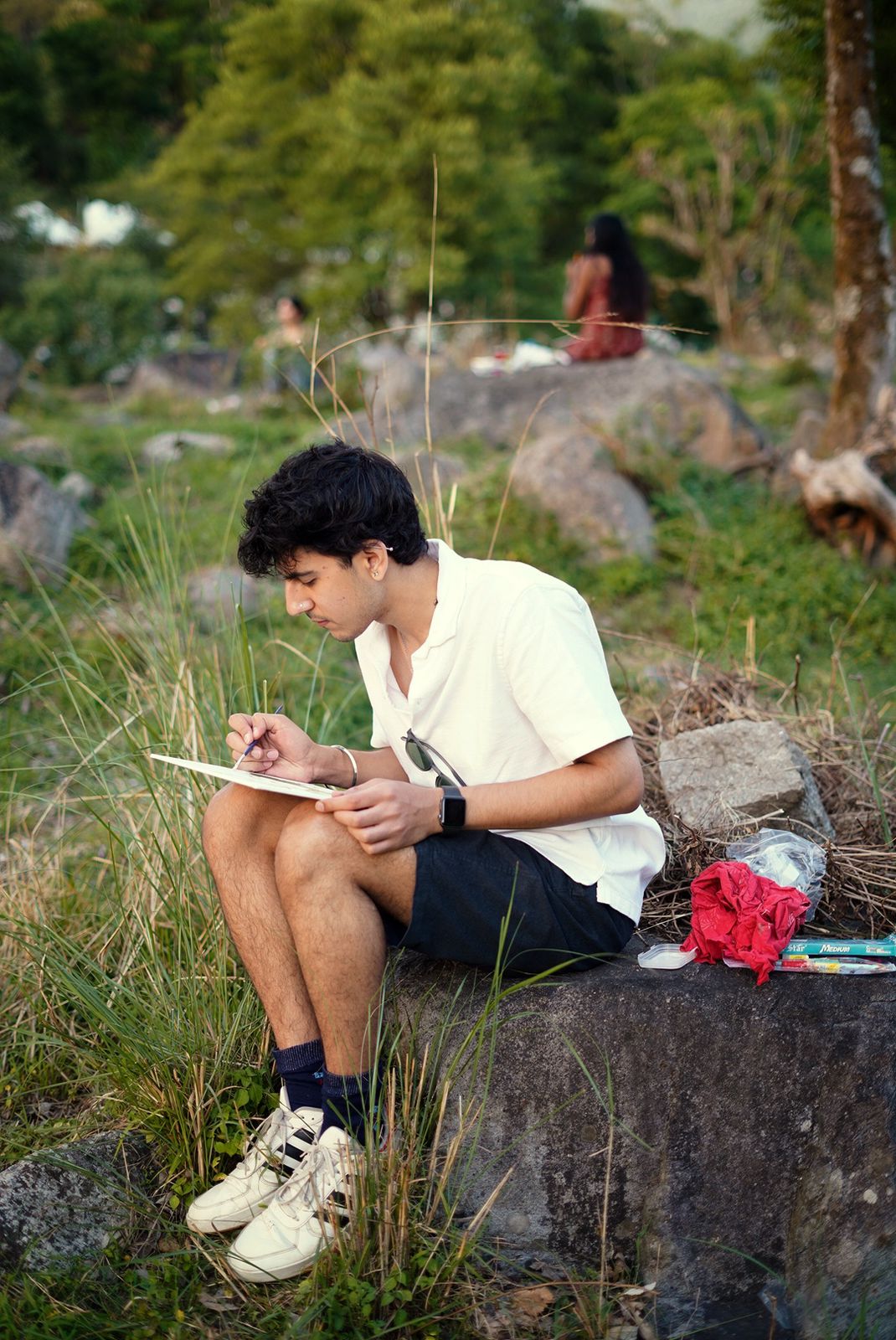 Outdoor retreat scene in Himachal